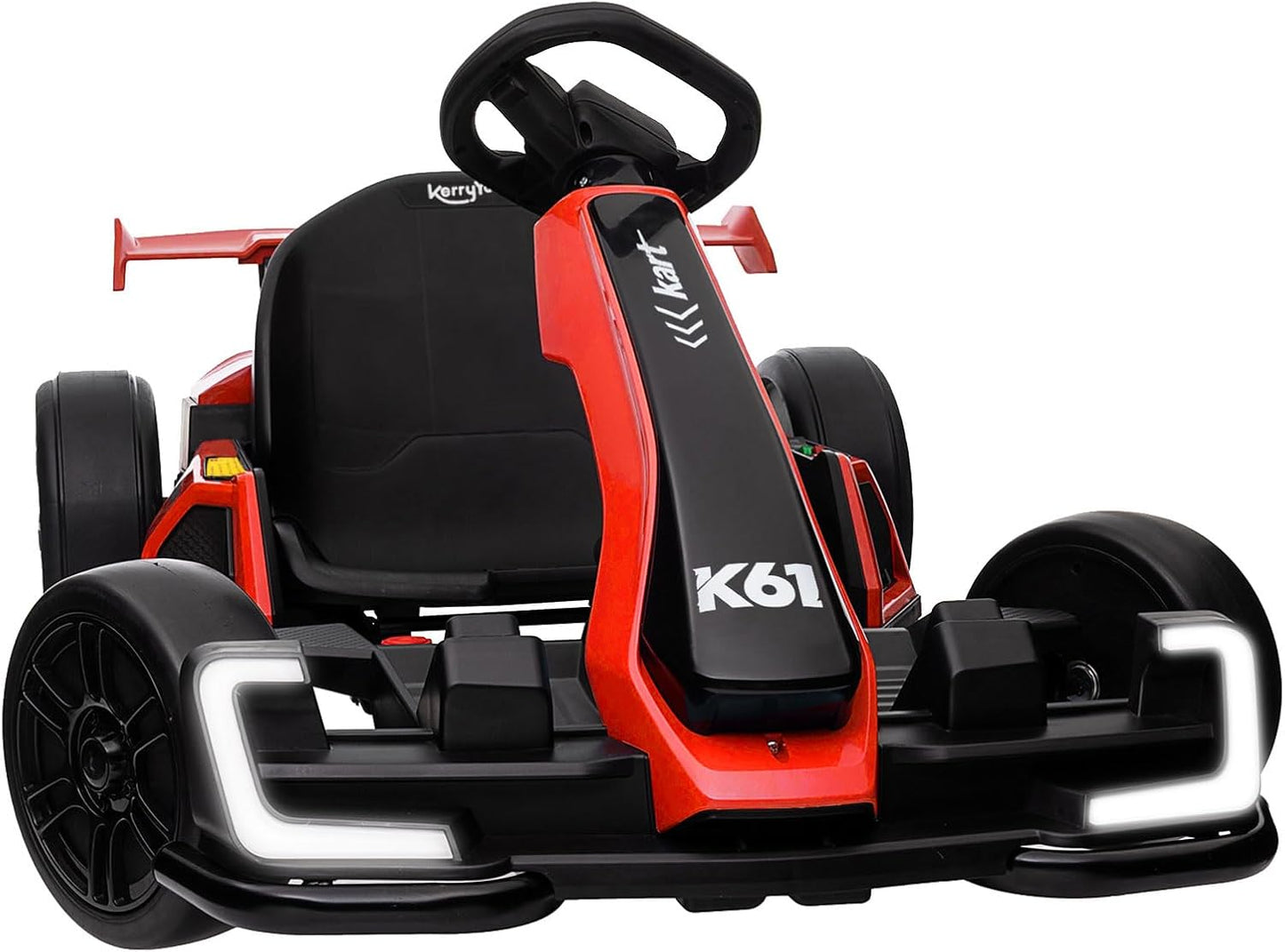 Electric Drift Kart with Length Adjustable Seat, 24V Outdoor Ride on Toy with 4 Speed Mode, Crazy Cart for Kids 6-12 Years Old, Fast 300W Motor, 8.5 MPH, Bluetooth - Red
