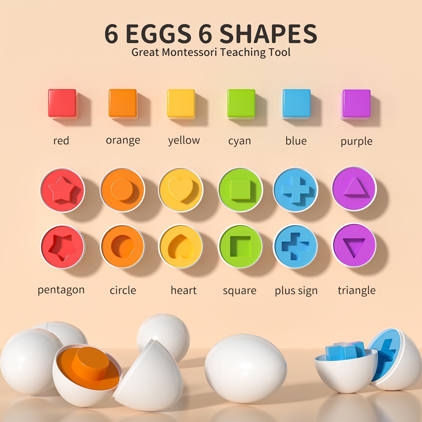 Toddler Chicken Easter Eggs Toys - Color Matching Game Shape Sorter With 6 Toy Eggs