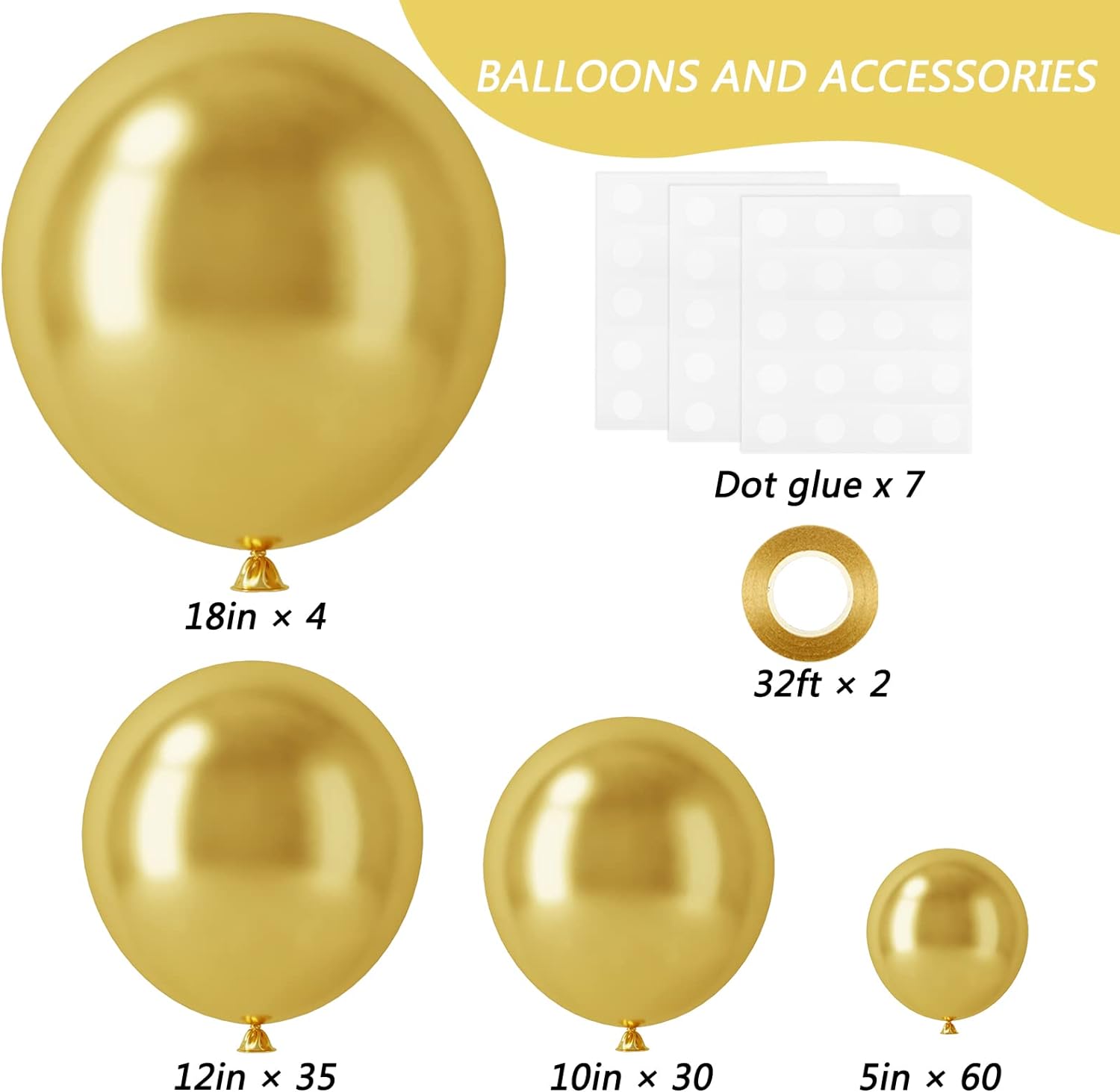 129pcs Metallic Gold Balloons Latex Balloons Different Sizes 18 12 10 5 Inch Party Balloon Kit Cykapu