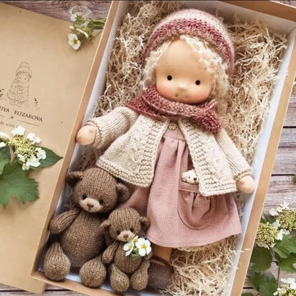 Waldorf Dolls, 14 inch Handmade Waldorf Doll Plush Toy, Handmade Knitted Doll - Cykapu