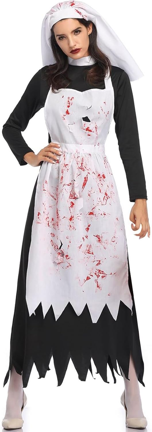 GiggleGear Nun Movie Costumes, Scary Womens Halloween Costume, Masquerade Performance for Adults, Fill up the Festival Party with Halloween Gifts