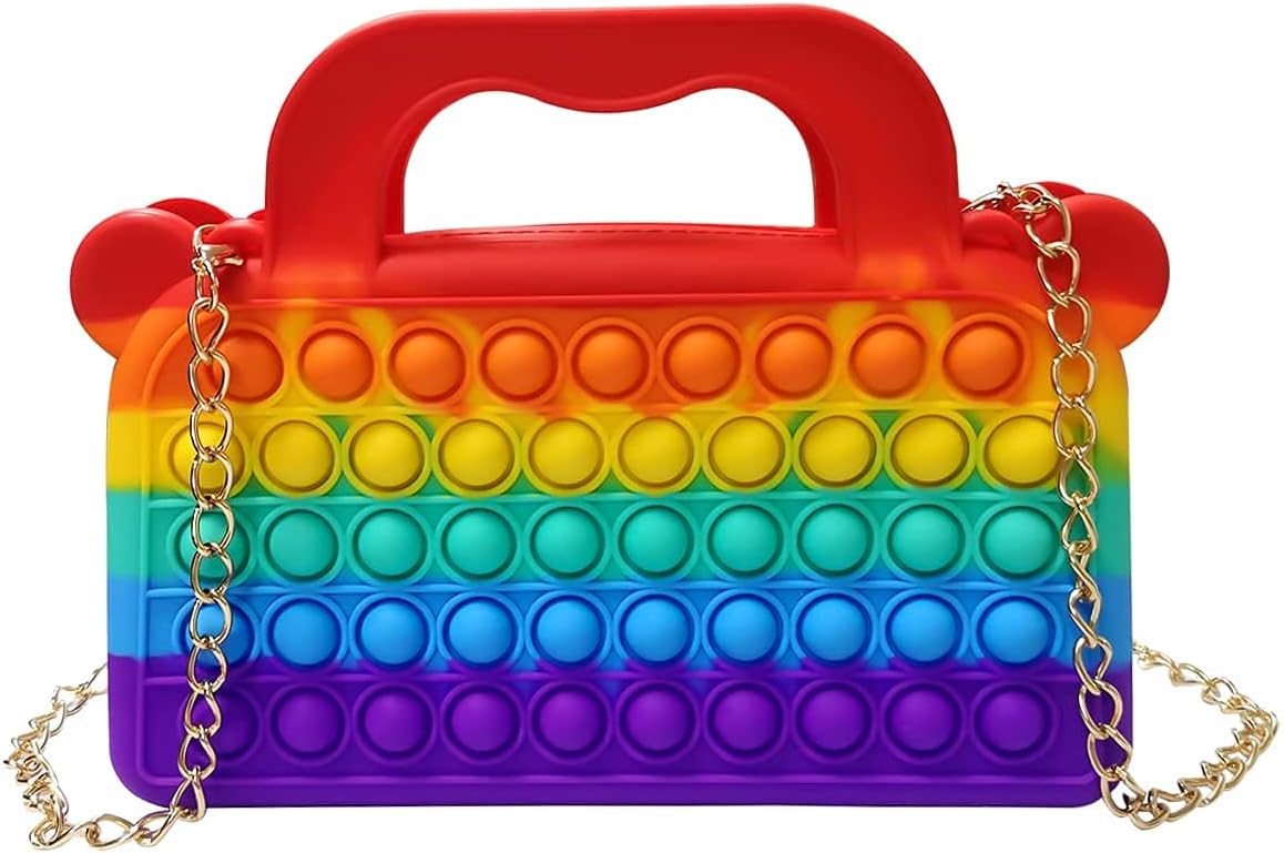 Pop Shoulder Bag Fidget Toys, Silicone Pop Fidget Bag, Push Popper Purse Kids Fashionable and Exquisite Bag Cykapu