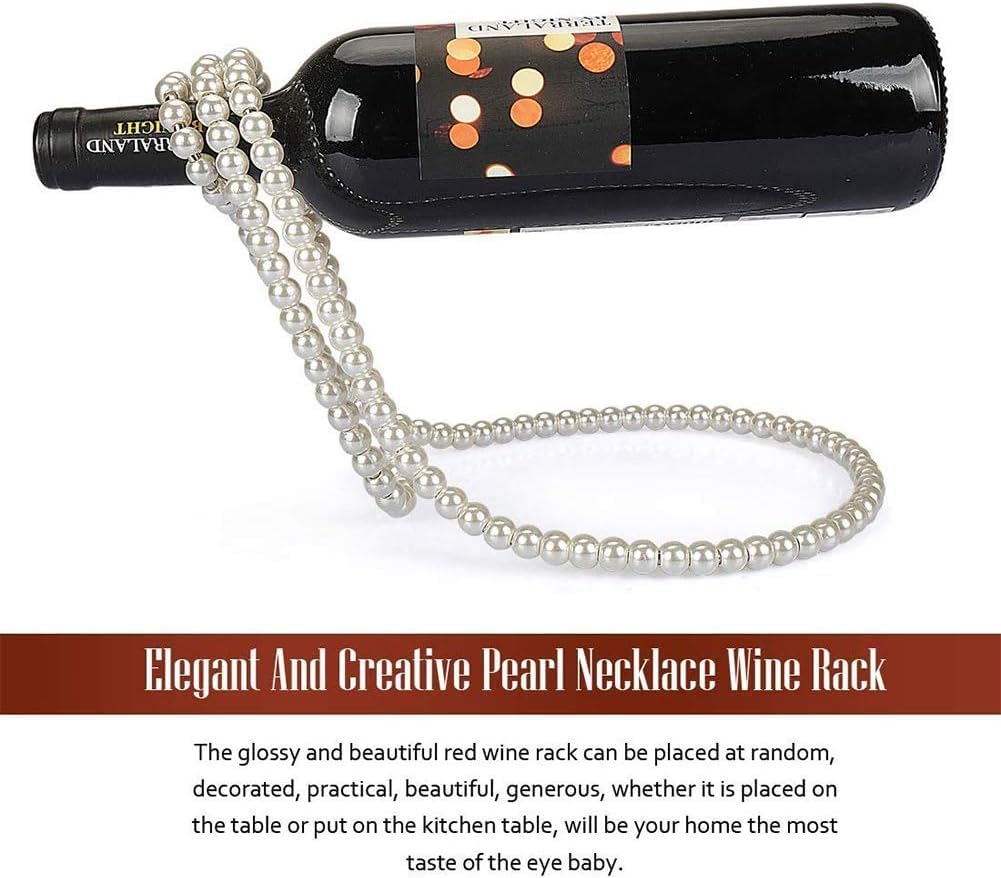 Floating Wine Bottle Holder, Wine Rack Pearl Necklace Wine Rack Suspension Bar Display Stand Bracket Decor