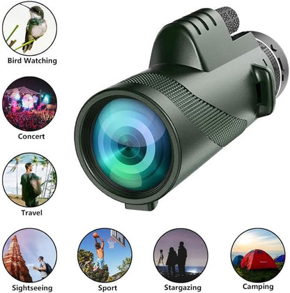 80x100 Monocular Telescope High Powered Monoculars for Adults Compact Monocular for Smartphone Adapter Cykapu