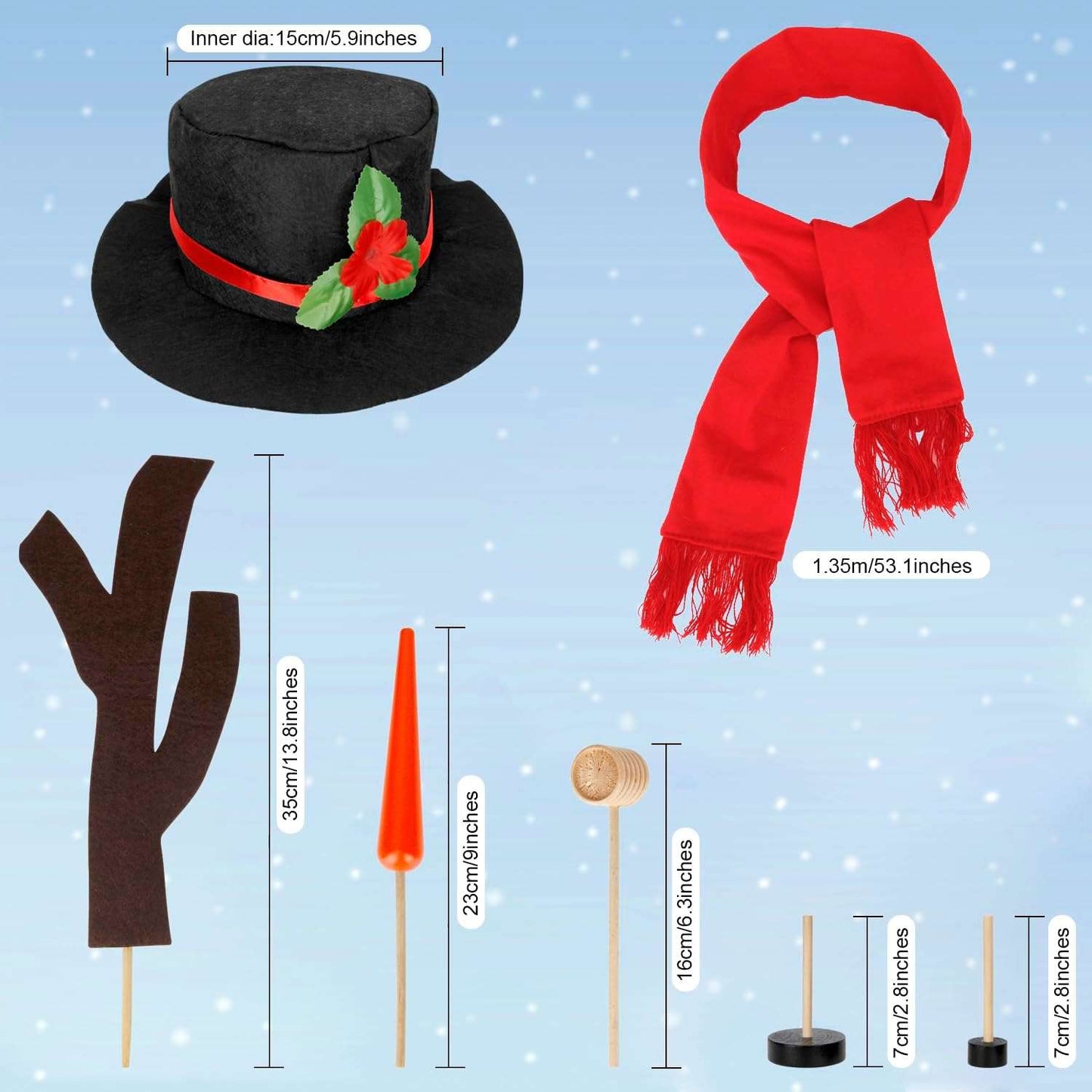 16Pcs Snowman Decorating Kit, Snowman Making Kit Winter Party Kids Toys