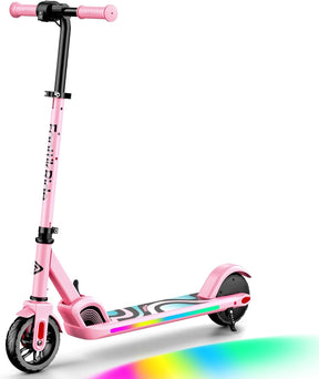 C9 Pro Electric Scooter for Kids Ages 8+, Colorful Rainbow Lights, 5/8/10MPH, 5 Miles Range - Cykapu