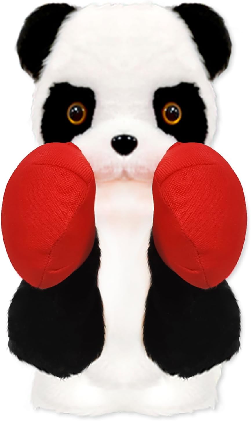 Agrifilm Panda Doll Gloves, Sound Doll, Retractable Sparring with Sound Effects, Plush Interactive Toys for Parents and Children