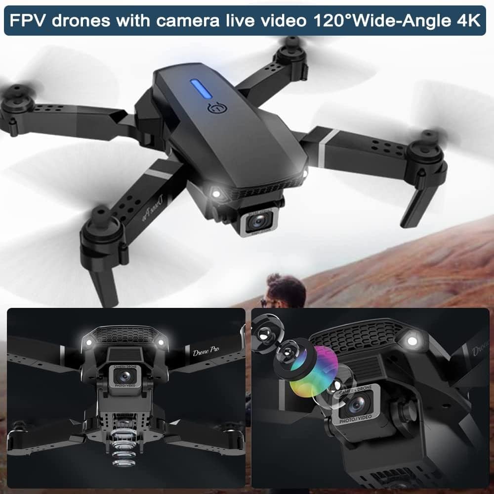 Foldable FPV Drone with 4K Dual Camera for Adults, RC Quadcopter WiFi FPV Live Video