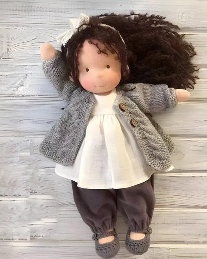 Waldorf Dolls, 14 inch Handmade Waldorf Doll Plush Toy, Handmade Knitted Doll - Cykapu