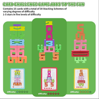 Wooden Number Building Blocks, 20Pcs Numbers, Math Learning Toys, 1-10 Building Blocks, Competition Toy, Wooden Blocks, Toys for Ages 8-13, Educational Gifts ﻿