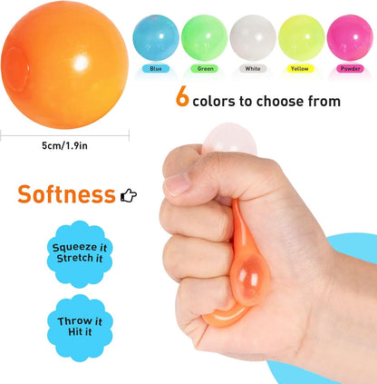 4 Pcs Glowing Sticky Balls, Stress Relieving Glow in The Dark Toys Stick to The Ceiling, Fun Decompression Fidget Toy for Kids and Adults Anxiety Pressure