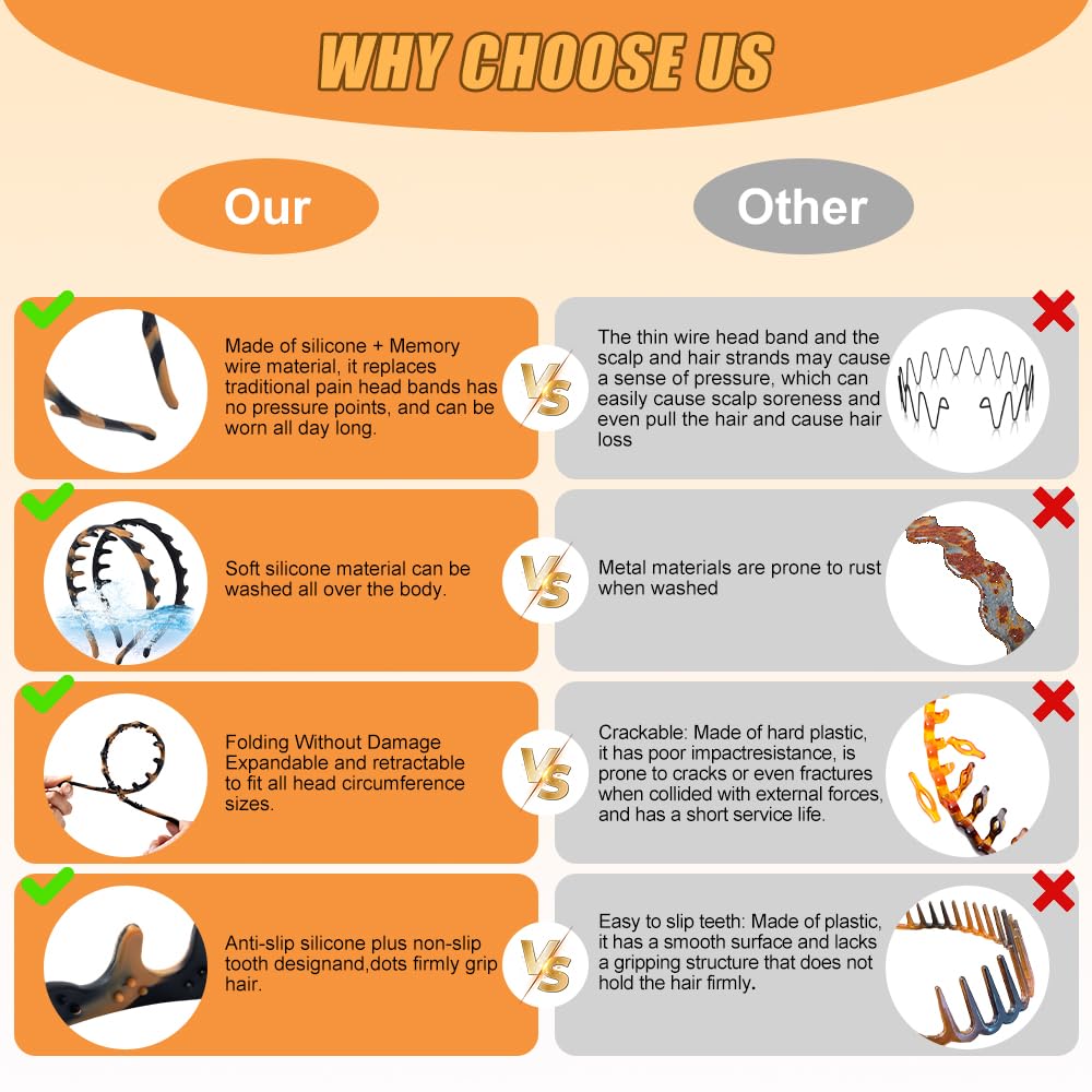 Zig Zag Headbands, 2Pcs Headbands for Women, 2025 New U Shape Fashion Hair Headband, Reversible Headband with Teeth,