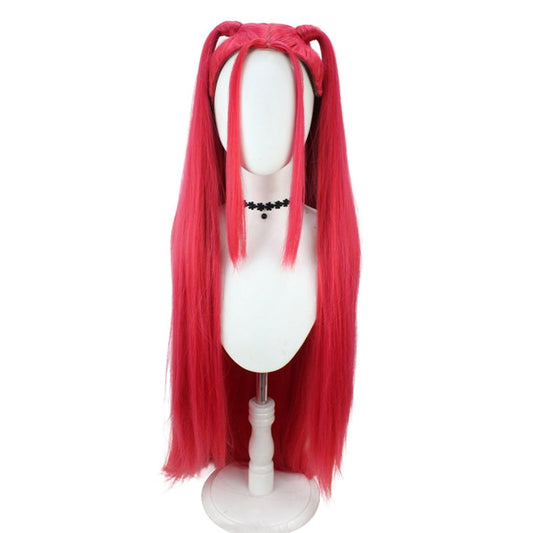 Long Hot Pink Wigs for Girls Cartoon Movie Straight Wig, Halloween Costume Cosplay Wigs with Bangs, Dance Halloween Cosplay Accessories Props Wig for Women