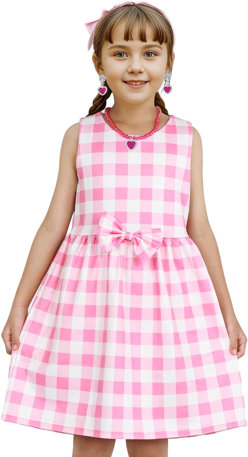 Pink Dresses for Kids Pink Costume Set Vintage Dress Up with Accessories - Cykapu
