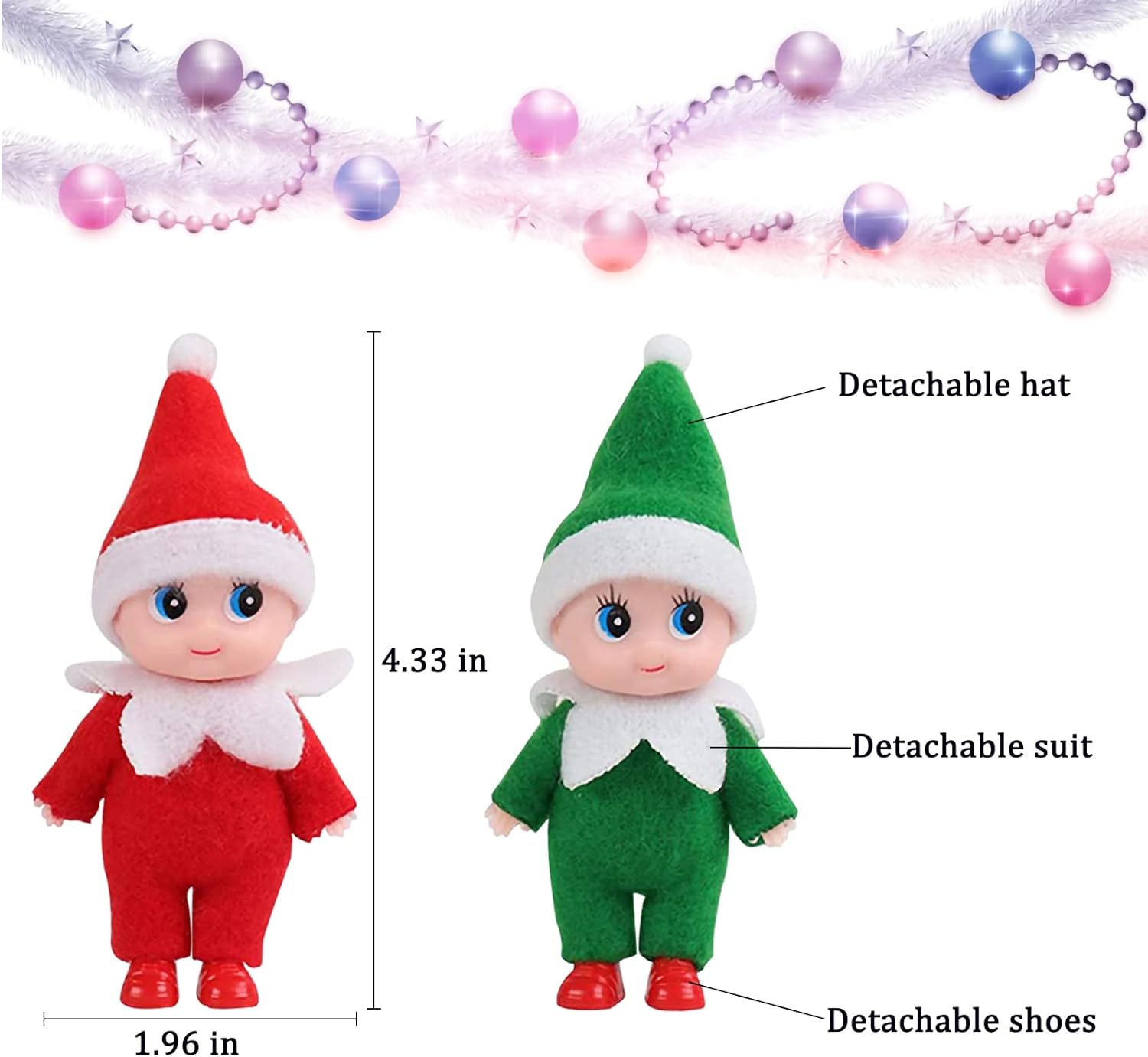 4Pcs Elf Dolls Christmas Baby Dolls Elf in Colorful Jumping Suit - Cykapu