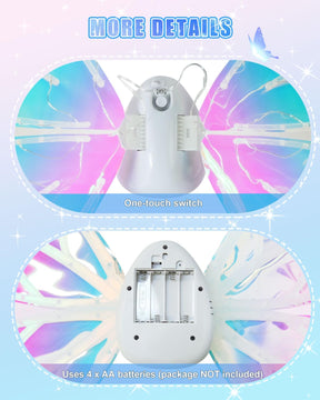 Light Up Fairy Angel Wings for Girls,Electric Moving Butterfly Wings with Music Lights - Cykapu