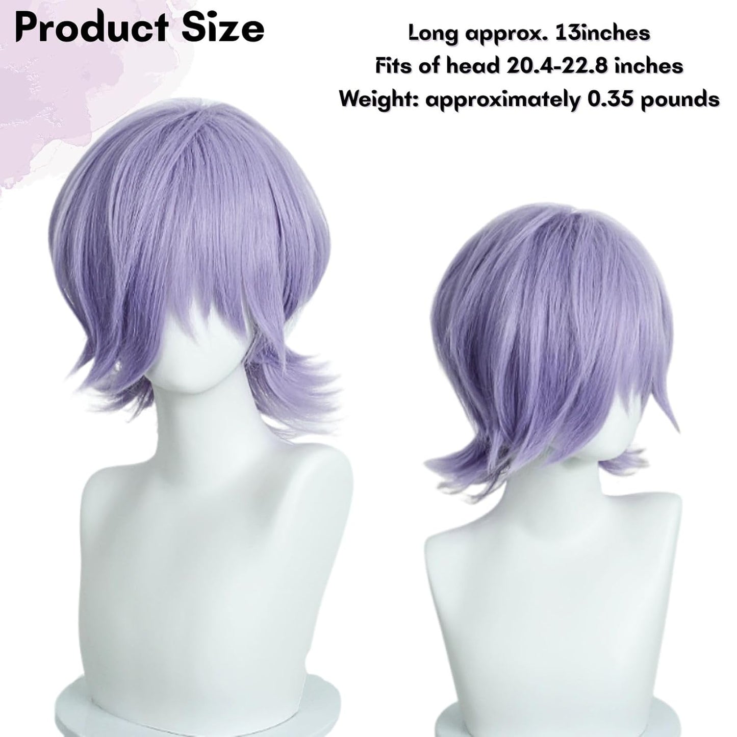 Light Purple Wig, Halloween Medium Length Cosplay Wigs with Bangs, Dance Halloween Cosplay Accessories Props Wig for Men