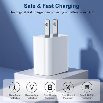 Fast Charger iPhone，[Apple MFi Certified] 20W PD USB C Wall Charger 4 Pack with 6FT Fast Charging Cable Cykapu