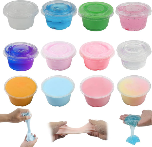 12 Packs Slime for Kids Fidget Toys, Stretchy Non-Sticky Soft Slime Kit Sensory Toys for Autism