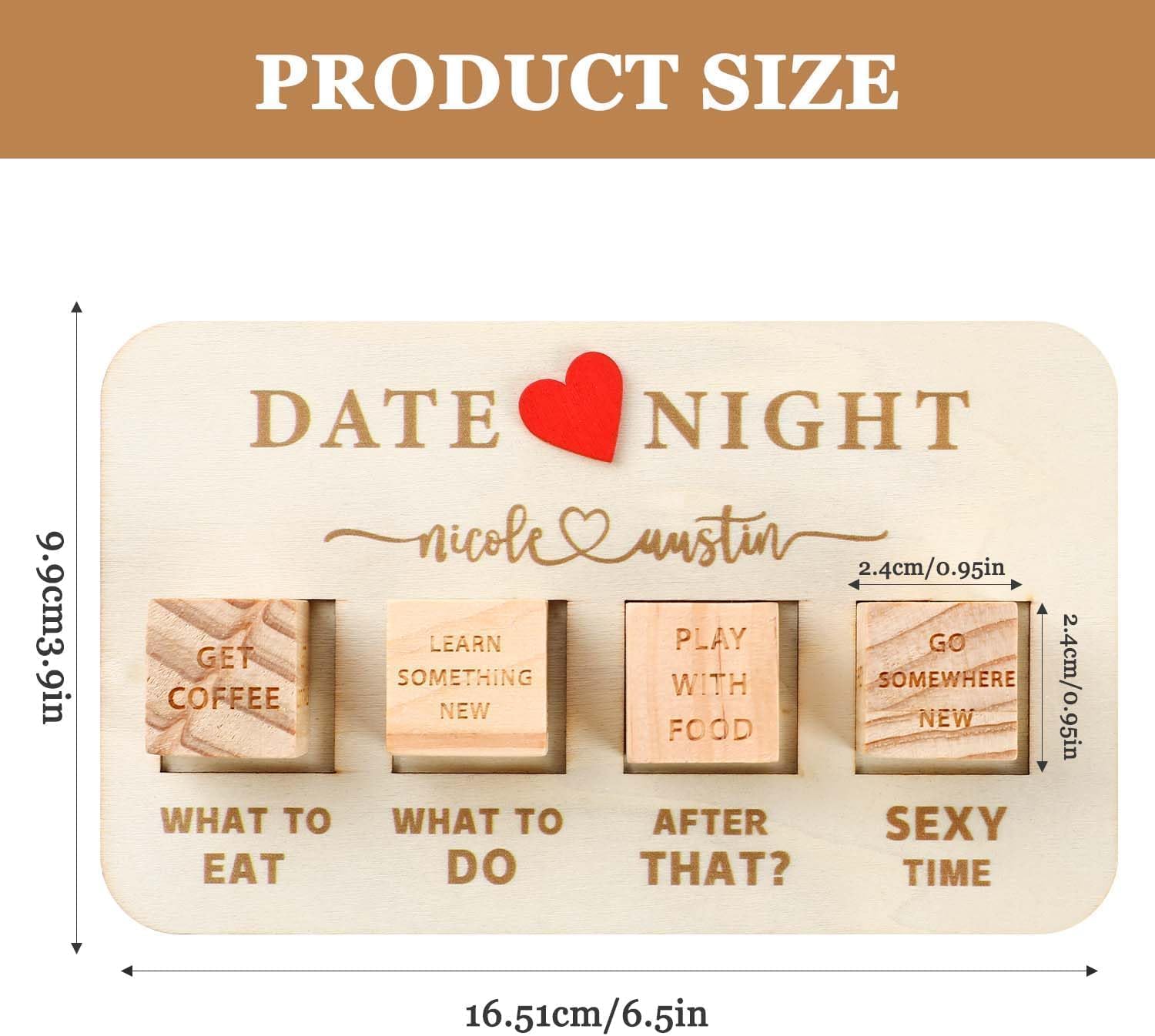 Date Night Dice for Couples,Wooden Couples Dice - Cykapu