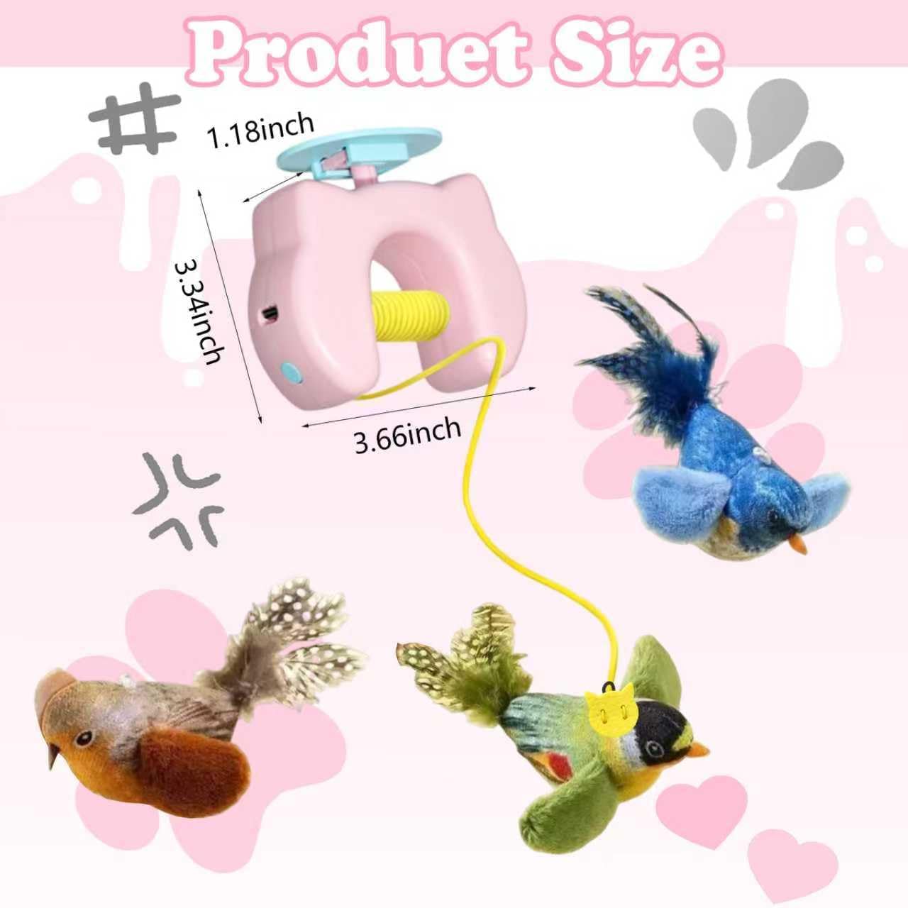 Interactive Cat Toys for Indoor Cats, Chirping Bird Cats Feather Toys, Automatic Hanging Door Frame Chase/Hunt/Exercise Stimulate Feather Cat Toy for Bored Indoor Adult & Kitten