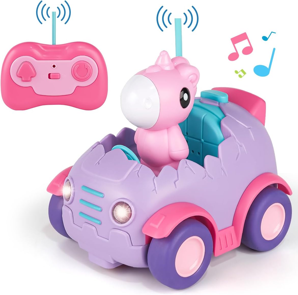 Remote Control Car for Toddler Age 2 3 4 5, Electric RC Car Toys with Light & Music, Toddler Toys