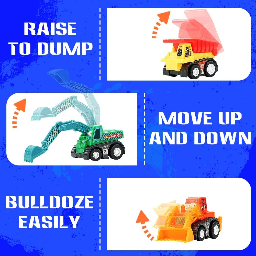 Kids Construction Toy Cars Mini Pull Back Vehicles Excavator Truck Tractor Cykapu
