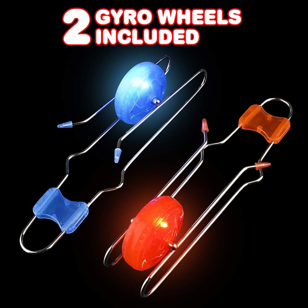 Retro Light Up Gyro Wheels Set- Includes 2, 8.5 Inch Rail Twisters, Mesmerizing Spinning and Lighting Effects Design Cykapu