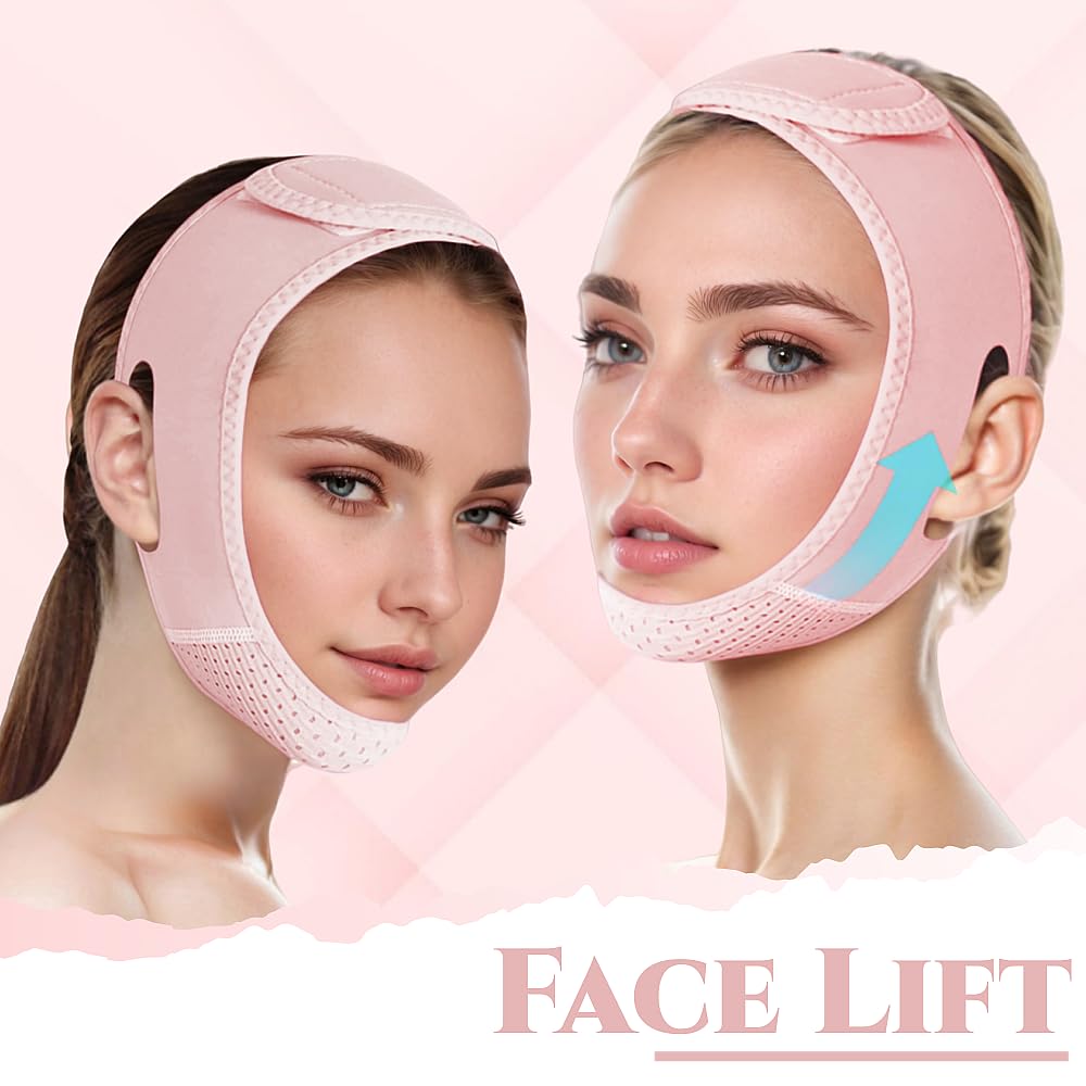Double Chin Reducer, Double Chin Eliminator V Line Lifting Mask with Chin Strap for Double Chin