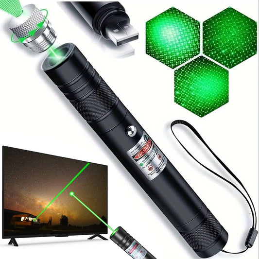 Green Laser Pointer High Power Pen - Long Range Rechargeable Laser Beam, USB Charging for Hiking