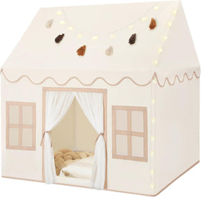 Kids Play Tent with Star Lights, Tissue Garland - Toddler Bed Tent - Cykapu