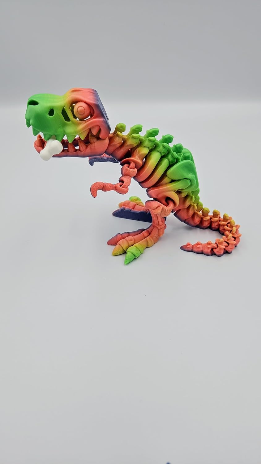 Flexible Rexi with Bone 3D Printed Articulated Toys for ADHD, Autism, Stress and Anxiety Relief