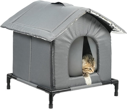 Outdoor Cat House, 2025 New Weatherproof Outside Cat House, Can Accommodate 11lb, Small Easy Assembly, Warm Shelter for Outdoor Cats