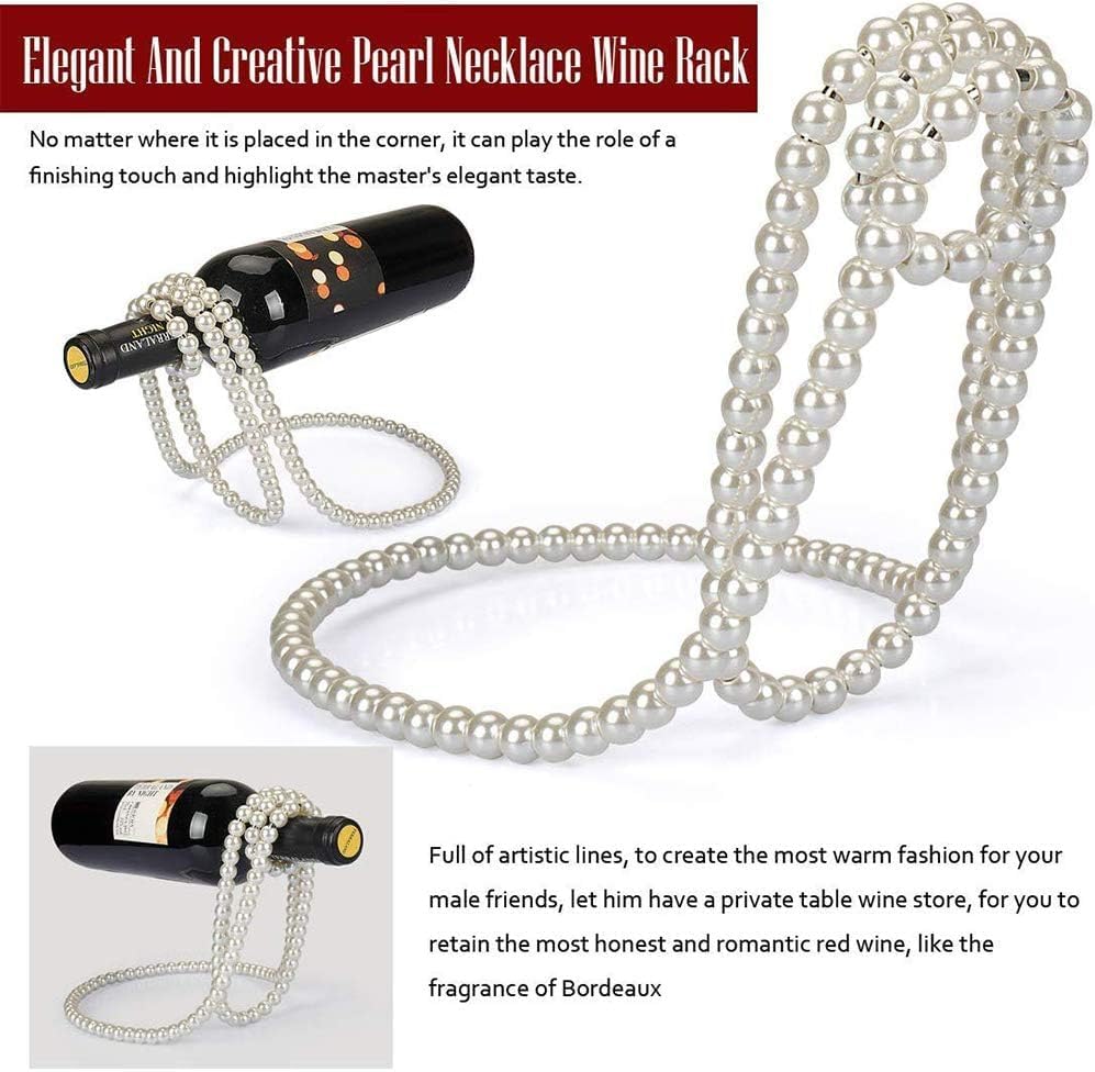 Floating Wine Bottle Holder, Wine Rack Pearl Necklace Wine Rack Suspension Bar Display Stand Bracket Decor - Cykapu