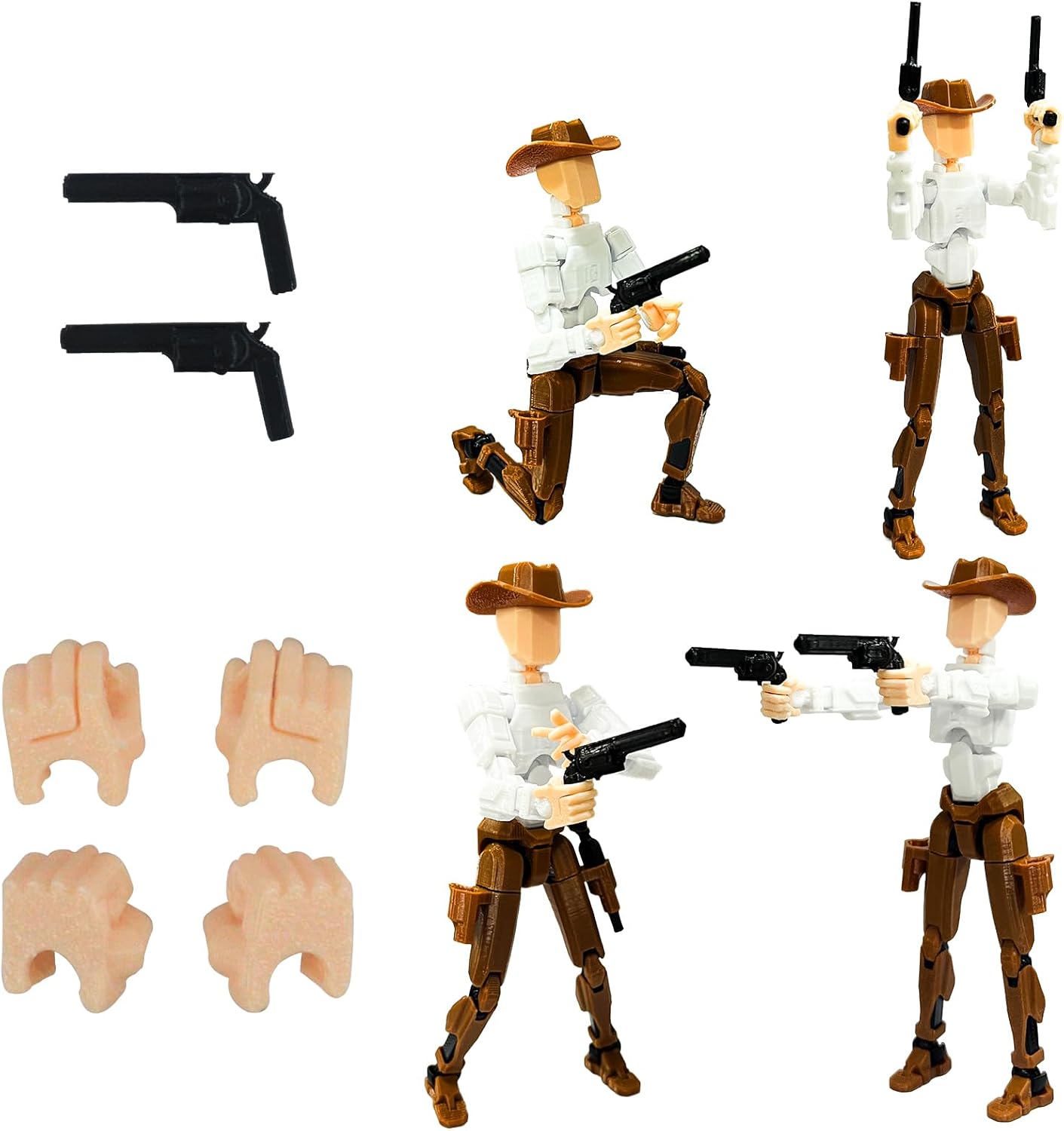 Action Figure, Assembly Completed 3D Printed Action Figure for Kids and Adults, Changeable Hands Western Cowboy Multi-Jointed Action Figures, Desktop Decorations for Action Figures Gifts