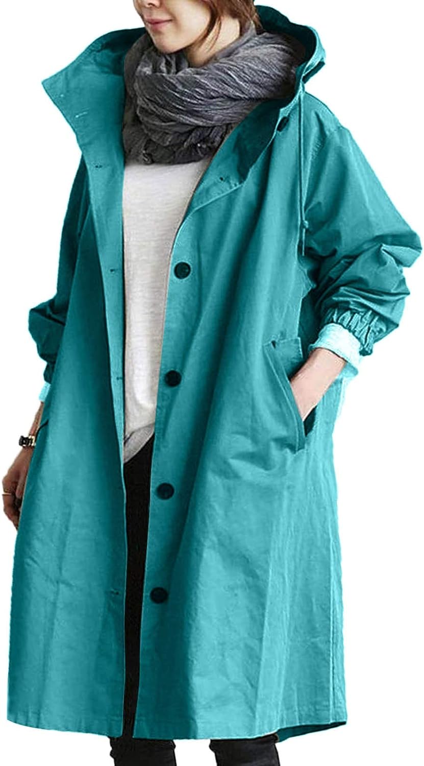 Women's Trench Jackets Rain Jacket Loose Winter Hooded Oversized Elegant Windbreaker Comfortable Coat Outwear Cykapu