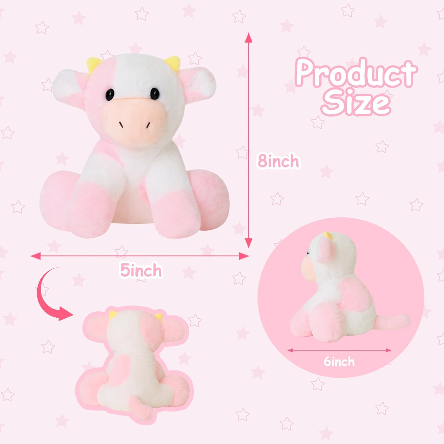 Pink Cow Stuffed Animal Cute Hug Cow Plushies, Soft Strawberry Cow Throw Pillow - Cykapu