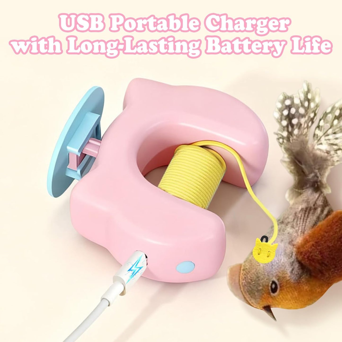 Interactive Cat Toys for Indoor Cats, Chirping Bird Cats Feather Toys, Automatic Hanging Door Frame Chase/Hunt/Exercise Stimulate Feather Cat Toy for Bored Indoor Adult & Kitten