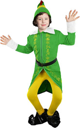 Budby The Elf Costume for Kids Boys Green Elf Suit with Hat - Cykapu