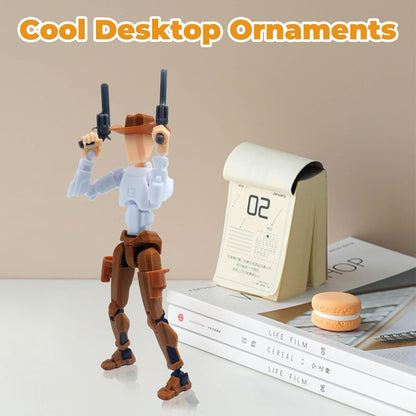 Action Figure, Assembly Completed 3D Printed Action Figure for Kids and Adults, Changeable Hands Western Cowboy Multi-Jointed Action Figures, Desktop Decorations for Action Figures Gifts