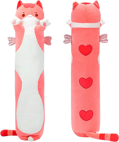 Long Cat Plush Body Pillow, 28” Cute Cat Stuffed Animals Soft Plushies Cykapu