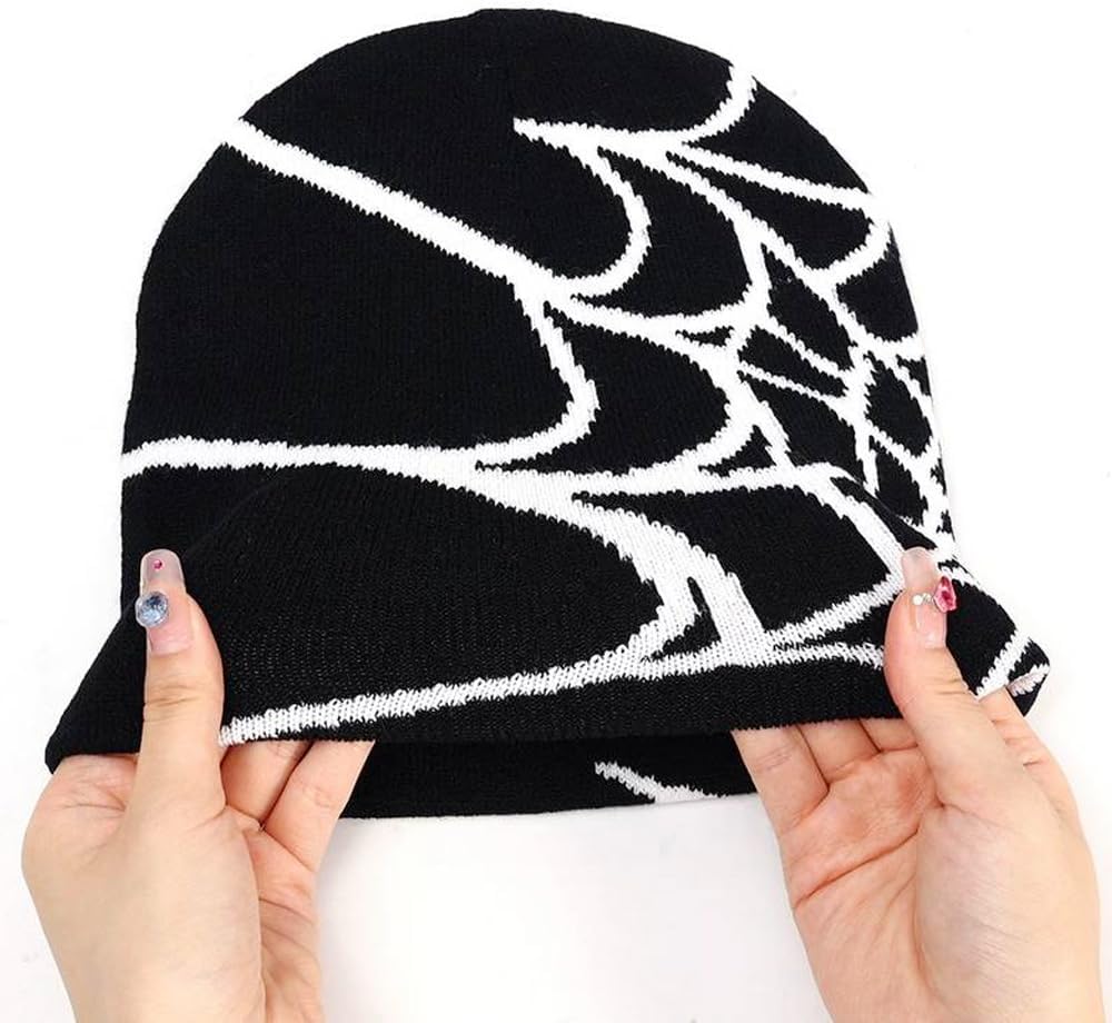 Spider Beanie Hat Wool Acrylic Knit Skull Cap Winter Warm Streetwear MEA Design Hats for Women Man Teenagers Cykapu
