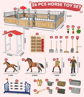 Horse Stable Playset,Horse Toys with Rider, Farm Animal Figurines Barn Toys