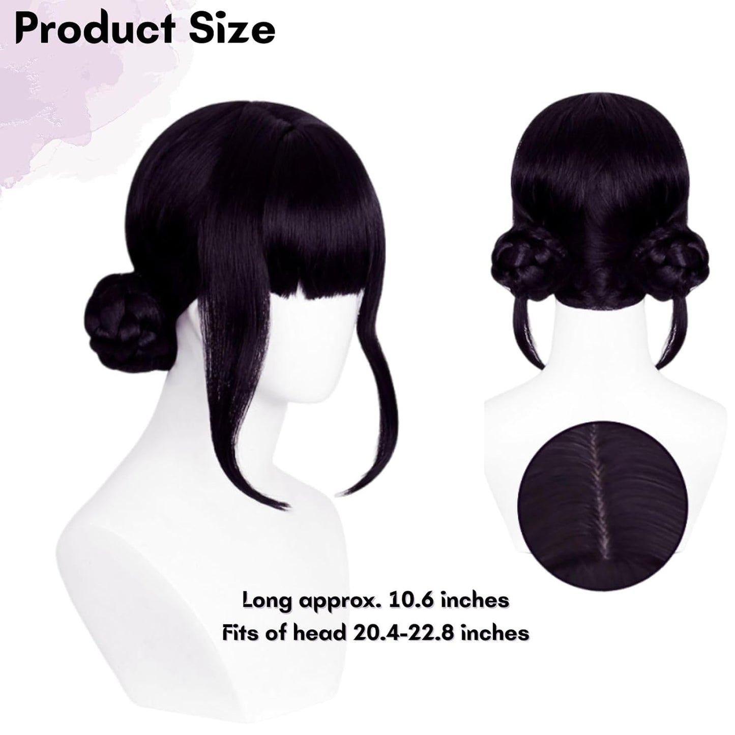Short Black Purple Cosplay Wig with 2 Buns, Halloween Costume Cosplay Wigs, Cartoon Movie Singer Halloween Accessories Props Wig for Women Men