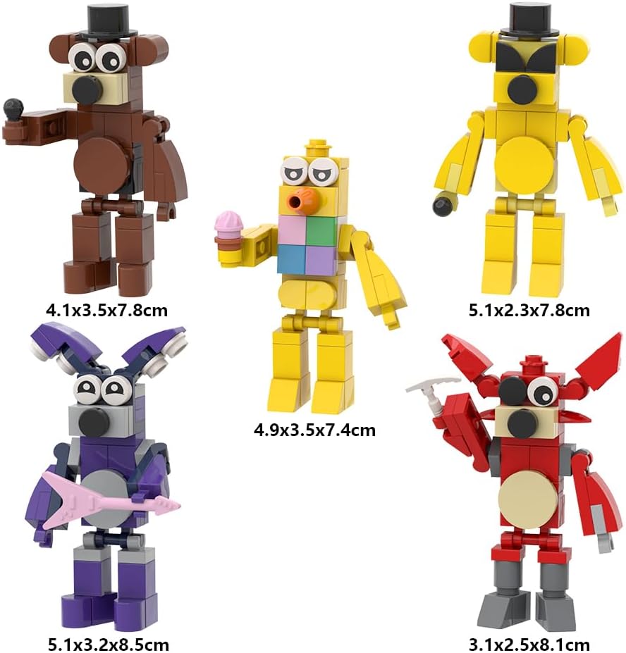 FNAF Security Breach Building Block Toys, Horror Five Nights Game Bonnie Chica Foxy Action Figure Model - Cykapu