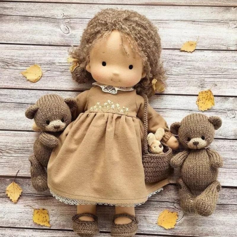 Waldorf Dolls, 14 inch Handmade Waldorf Doll Plush Toy, Handmade Knitted Doll - Cykapu