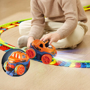 Changeable Track with LED Light-Up Race Car, Anti Gravity Car Track Set Montessori Track Ultra-Flexible Machine Track, Children's Educational Puzzle Track Car - Cykapu