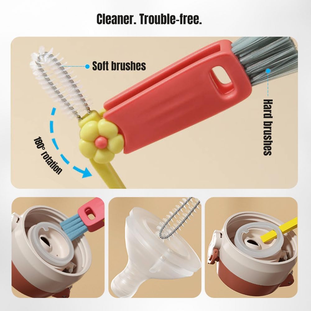 3 in 1 Cup Lid Cleaning Brush,Versatile Cleaning Brush for Bottle Gap Tight Spaces,U-Shaped Cleaning Tool Lid Brush
