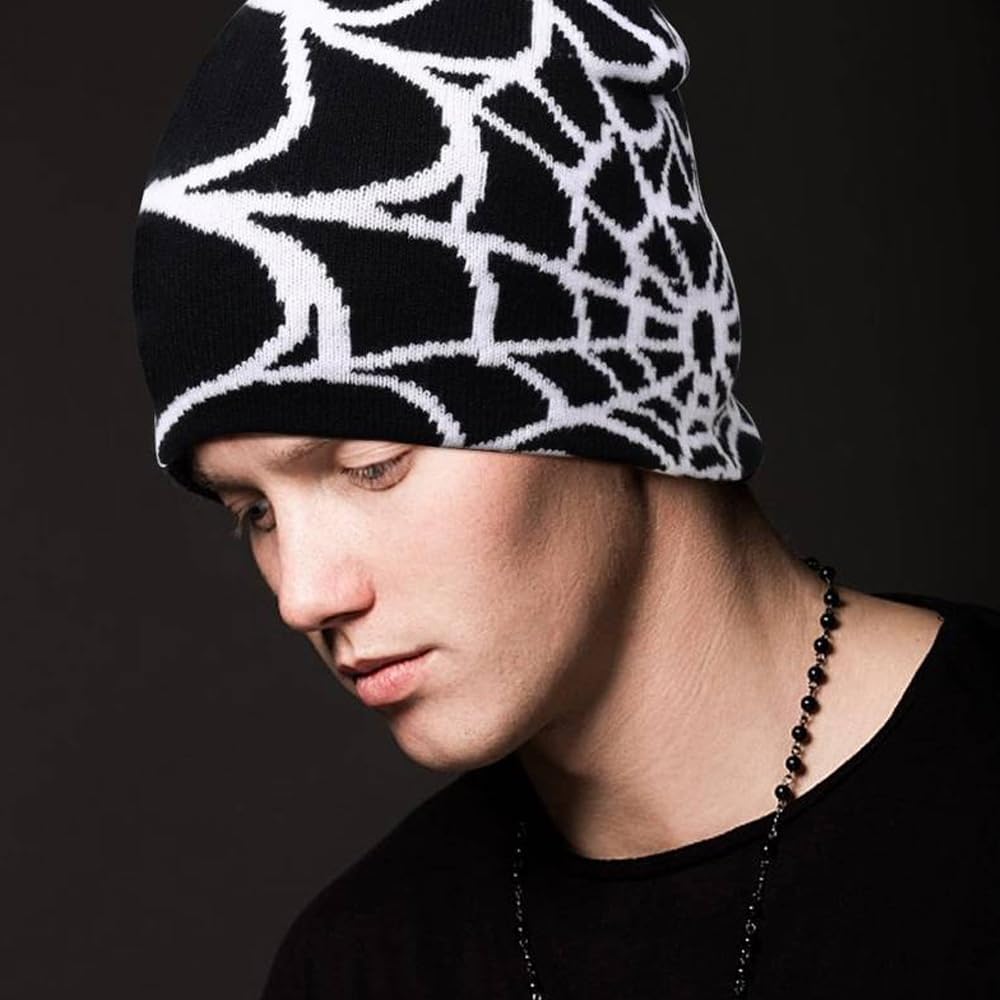Spider Beanie Hat Wool Acrylic Knit Skull Cap Winter Warm Streetwear MEA Design Hats for Women Man Teenagers Cykapu