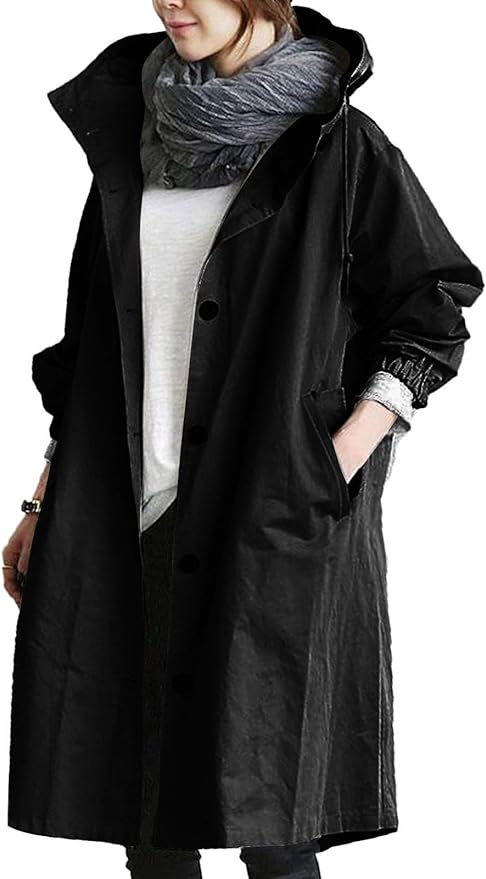 Women's Trench Jackets Rain Jacket Loose Winter Hooded Oversized Elegant Windbreaker Comfortable Coat Outwear Cykapu